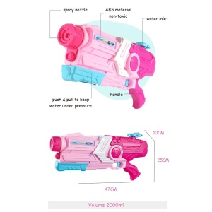 Pistol cu Apa pentru Copii, Rezervor, Pentru Piscina/Plaja, Flippy, 6ani+, Roz, 2000ML - Img 3
