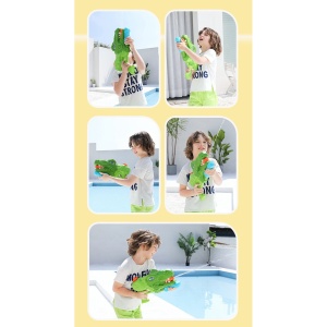 Pistol cu Apa pentru Copii, Rezervor, Pentru Piscina/Plaja, Flippy, 6ani+, Tiranozaur, 3 duze, Verde, 1440ML - Img 4