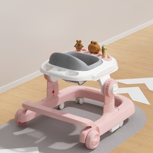 Premergator Multifunctional cu Roti Flippy, Model Iepuras, Inaltime Ajustabila, Tavita, Muzica, Lumini, 66x59x41 cm, Roz - Img 11