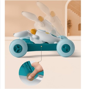 Premergator pentru copii Flippy, pliabil, viteza ajustabila, maner antialunecare, cu lumini si muzica, 46 x 57 cm, loc depozitare jucarii, inaltime ajustabila, albastru - Img 5