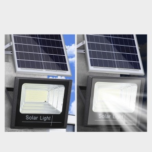 Proiector LED SMD 300W cu incarcare solara Flippy, panou solar, cu telecomanda, suport prindere, material ABS, 14AH, 1032 LED-uri, 5 m cablu inclus, 1019Lm, 36x32 cm, negru - Img 2