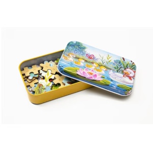 Puzzle 60 de Piese din Lemn in Cutie Metalica, Flippy, Model Ratuste, Educativ, Dezvoltare Abilitati Cognitive, pentru Prescolari, 22.5x13.5 cm, Multicolor - Img 3