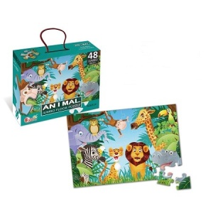 Puzzle pentru copii, jungla cu animale, 48 de piese - Img 2