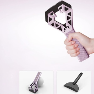 Racleta Auto pentru Zapada cu Doua Capete, Flippy, Universala, Deszapezire Masina, cu Maner, Ergonomica, Detasabila, pentru Geamuri si Caroserie, Usor de Utilizat, 61x12.5 cm, Mov - Img 3