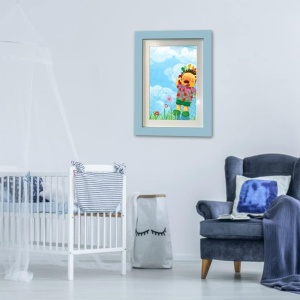 Rama Foto Flippy, cu Magnet, din Lemn, cu Spatiu Pentru Depozitare, Pentru Desene si Picturi A4, Sticla Securizata, Rama MDF, 21x30 cm, Albastru - Img 7