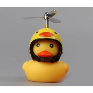 Ratusca Decorativa, Flippy, pentru Bicicleta, Motocicleta, Masina, cu Sistem de Prindere, Lumini, 7.5 x 9 cm, cu Casca, Galben - Img 2