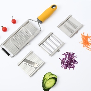 Razatoare multifunctionala Flippy, Inox, 4 tipuri de lame, usor de manevrat, maner din ABS ergonomic,33 x 8.6 cm, periuta curatare inclusa, Lame interschimbabile, Argintiu - Img 4