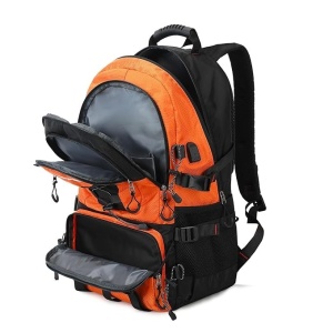 Rucsac Multifunctional de Alpinism, Flippy, Capacitate 36-55 L, de Calatorie, Impermeabil, Slot USB Incarcare Telefon, Bretele Reglabile, 52 x 34 x 19 cm, Portocaliu - Img 2