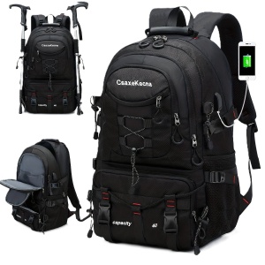 Rucsac Multifunctional de Alpinism, Flippy, Capacitate 36-55 L, de Calatorie, Impermeabil, Slot USB Incarcare Telefon, Bretele Reglabile, 52 x 34 x 19 cm, Negru - Img 1