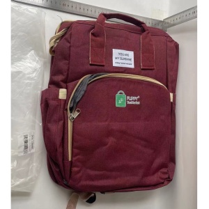 Rucsac Multifunctional pentru Mamici, Flippy, cu Patut Pliabil si Baza de Schimbat, Rezistent la Apa, Capacitate Mare, Usor, Compartimente Multiple, Buzunar Termic pentru Lapte, 42 x 32 x 22 cm, Rosu - Img 4