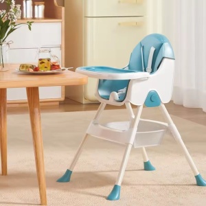 Scaun de Masa Pliabil 3in1, Flippy, Reglabil, Multifunctional, 3 Pozitii, Masuta si Husa Detasabile, Centura de Siguranta, Albastru - Img 4