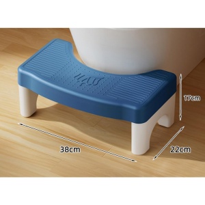 Scaunel WC, Flippy, Tratament Impotriva Hemoroizilor si Constipatiei, Scaun Inaltator WC Copii, Suport Picioare WC, Taburet Inaltator Pozitia Corecta Ghemuit Pe WC, Plastic Rezistent, 17x22x38 cm, Albastru - Img 3