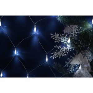 Sectiune Instalatie de Craciun Flippy, Tip Plasa, 160 LED-uri, 2 m x 2 m, 8 jocuri de lumini, Interconectabila, Fir transparent, Alb rece - Img 3