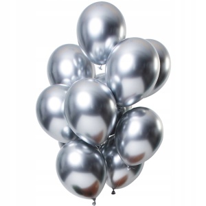Set 10 Baloane din Latex Chrome, Flippy, Model Party, 13 cm, Silver, 1 g - Img 1