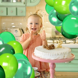 Set 10 Baloane din Latex Chrome, Flippy, Model Party, 23 cm, Diferite Nuante Verde, 2.2 g - Img 3