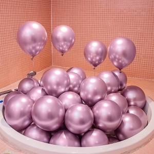 Set 10 Baloane din Latex Chrome, Flippy, Model Party, 23 cm, Mov, 2.2 g - Img 5