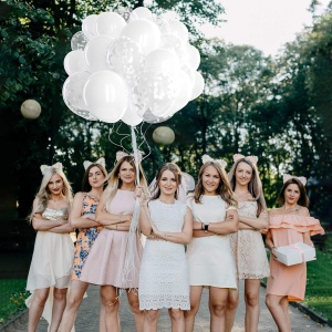 Set 10 Baloane din Latex, Flippy, Model Party, 30 cm, 5x Alb, 5x Transparent Confetti, 2.8 g - Img 2