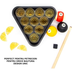 Set 10 pahare de shot Flippy, cu Suport de Biliard, 30 ml, din sticla, 10 x 10 cm, multicolor - Img 3