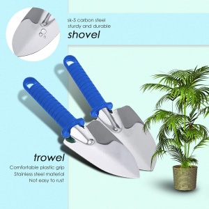 Set 10 Unelte de Gradina, Flippy, pentru Plantare Prelucrare Sol si Ingrijire Plante, Manere Albastre, Material PVC si Otel Inoxidabil, Cutie Inclusa, 37x28x7 cm, Negru - Img 5