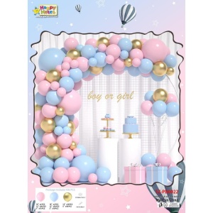 Set 106 Baloane din Latex, Flippy, Model Petrecere pentru Arcada, Baloane Party, 12 cm, 30 cm, 45 cm, Roz, Albastru, Gold - Img 4