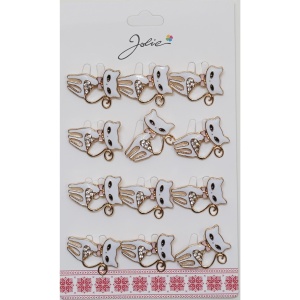 Set 12 Brose Martisor Pisica Alba cu Pietre