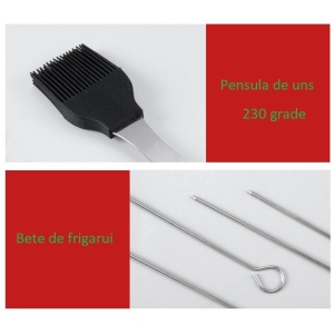 Set 14 Ustensile pentru Gratar cu Termometru, Flippy, din Otel Inoxidabil, Geanta Oxford, Argintiu - Img 5