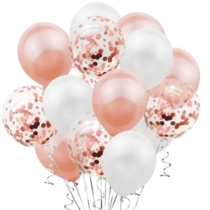 Set 15 baloane pentru petrecere, Flippy, rose gold/ alb, 30 cm - Img 1