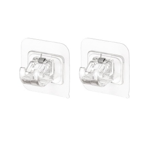 Set 2 Carlige Adezive Transparente, Flippy, Rezistente la Apa, 5 kg, Plastic, 6x6x4 cm