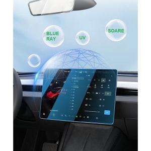 Set 2 Folii de Sticla Securizata, Flippy, Compatibila cu Tesla Model 3 / Tesla Model Y, Ecran Frontal si Spate, Anti Blue-Ray, 4K Ultra HD, Anti-amprenta, 2.5D, Transparent - Img 6