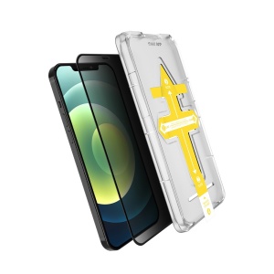 Set 2 folii sticla securizata cu sistem de montare usor si rapid Full Cover 3D Privacy Flippy compatibila cu Apple iPhone 12 / 12 Pro - Img 1