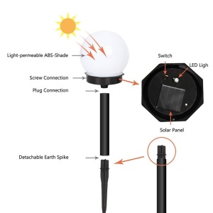Set 2 Lampi Solare LED, Sferice, Tip Glob Flippy, Diametru 10 cm, Alb rece - Img 3