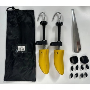 Set 2 Sanuri/Calapoade Reglabilile, Flippy, pentru Alungit si Largit Pantofi, Geanta si Incaltator Incluse, Universale, Unisex, din ABS Premium, Arc, Marime 35 - 42, Galben/Negru - Img 7