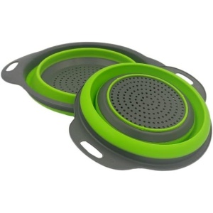 Set 2 strecuratori pliabile din silicon alimentar Flippy, cu manere, fund antiaderent si antialunecare, rotunda, doua dimensiuni, usor de depozitat, compatibil cu masina de spalat vase, verde - Img 8