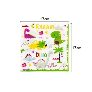 Set 20 Servetele de Masa, Flippy, Colectia Dino Park, 17 x 17 cm, din Hartie, Multicolor - Img 2