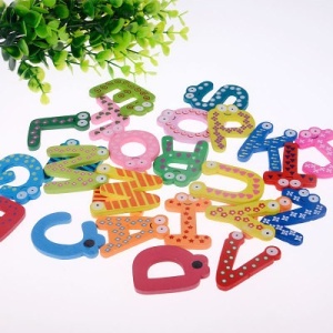 Set 26 Magneti de Frigider pentru Copii, Flippy, Model Alfabet A-Z, Figurine Amuzante, din Lemn, Multicolor - Img 10