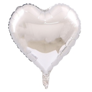 Set 3 Baloane din Folie Metalizata, Flippy, Figurina Inima, Tema Ziua Indragostitilor, 45 cm, Ambalaj Individual, Pai Inclus, Umflare cu Aer sau Heliu, Albastru/Argintiu - Img 4