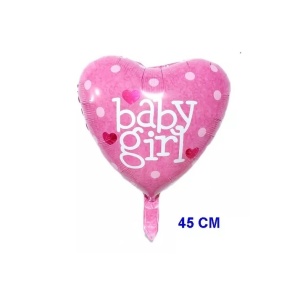 Set 3 Baloane din Folie Metalizata, Flippy, Figurine Carucior, Inima, Fundita, Tema Botez, 45 cm, Ambalaj Individual, Pai Inclus, Umflare cu Aer sau Heliu, Roz - Img 7