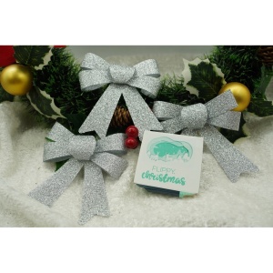 Set 3 fundite pentru brad, Argintii, cu sclipici, 10 x 11 cm, din poliester, Flippy - Img 5
