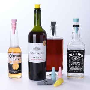 Set 4 dopuri reutilizabile din silicon Flippy, pentru sticle de vin, bautura, multicolor - Img 4