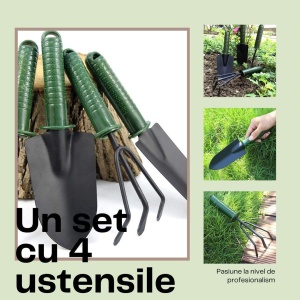 Set 4 Unelte de Gradina Flippy, pentru Plantare Prelucrare Sol si Ingrijire Plante, Material PVC si cardboard, 25 x 8.5 cm, verde - Img 4