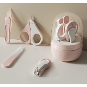 Set 4in1 de Ingrijire Unghii pentru Bebelusi, Flippy, Cutie de Depozitare Tip Borcan, 0-6 Ani, 10 x 7 x 6 cm, Roz - Img 3