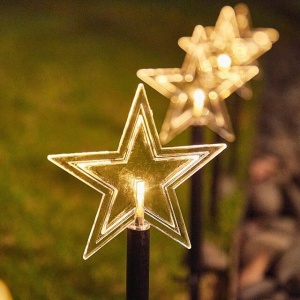 Set 5 Lampi solare LED de exterior Model Stea, pentru gradina, Flippy, 35.5 cm, Alb Cald - Img 2