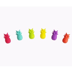 Set 6 Accesorii pentru Pahare, Flippy, pentru Petreceri/Cocktailuri, din Silicon, Model Ananas, Multicolor - Img 2