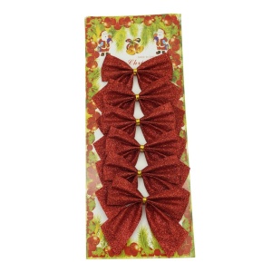 Set 6 fundite pentru brad, Rosii, clasice, cu sclipici, 8 x 9 cm, din poliester, Flippy - Img 1