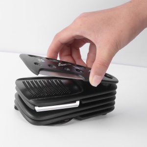 Set 6 in 1 mini ustensile bucatarie Flippy, taietor pizza, cutit, curatator, razatoare, desfacator, presa usturoi, manere din ABS, lame ascutite din otel inoxidabil, 7.1 x 12.9 x 4.8 cm, negru - Img 14