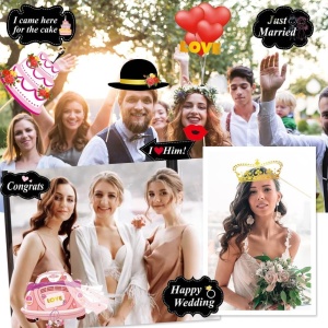 Set 60 de Accesorii pentru Petrecere, Flippy, Tematica Nunta, Props pentru Coltul de Poze, Ochelari, Palarii, Mustata, Cravata, pentru Evenimente, Multicolor - Img 4