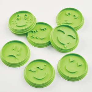 Set 7 Forme de Prajituri, Flippy, Model Emoticoane Smiley Face, Diferite Expresii, 7.7 x 1.5 cm, din PP, Verde - Img 6