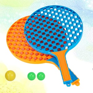 Set Badminton pentru Copii, Flippy, 2 Palete, 3 Mingi, Pentru Joaca si Antrenament, Albastru Portocaliu - Img 2