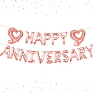 Set Baloane din Folie Metalizata, Flippy, Model Happy Anniversary, Litere de 40 cm, Baloane Party, Ambalaj Individual, Pai Inclus, Umflare cu Aer sau Heliu, Roz - Img 14