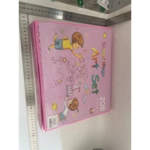 Set Complet pentru Desen si Pictura, Flippy, 208 Piese, Creioane, Markere, Acuarele cu Apa si Ulei, Pixuri, Hartie de Desen, Radiera, Ascutitoare, Radiera, Suport pentru Planse, Roz, Cutie Mica, English - Img 2